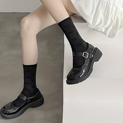 Bow Textured Socks Comfy & Lolita All match Socks Women's Stockings