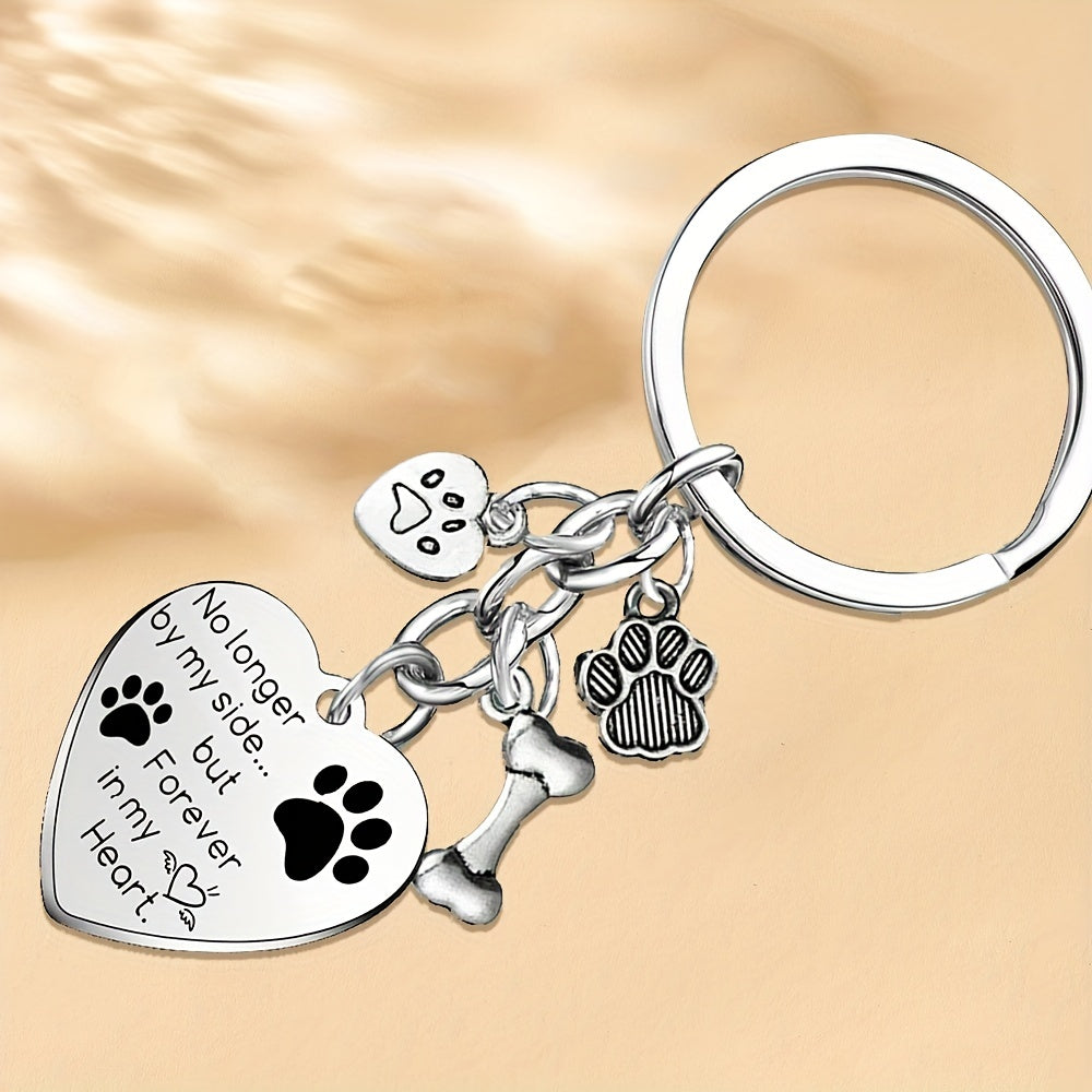Dog Memorial Keychain Paw Prints Charm Sympathy Gift