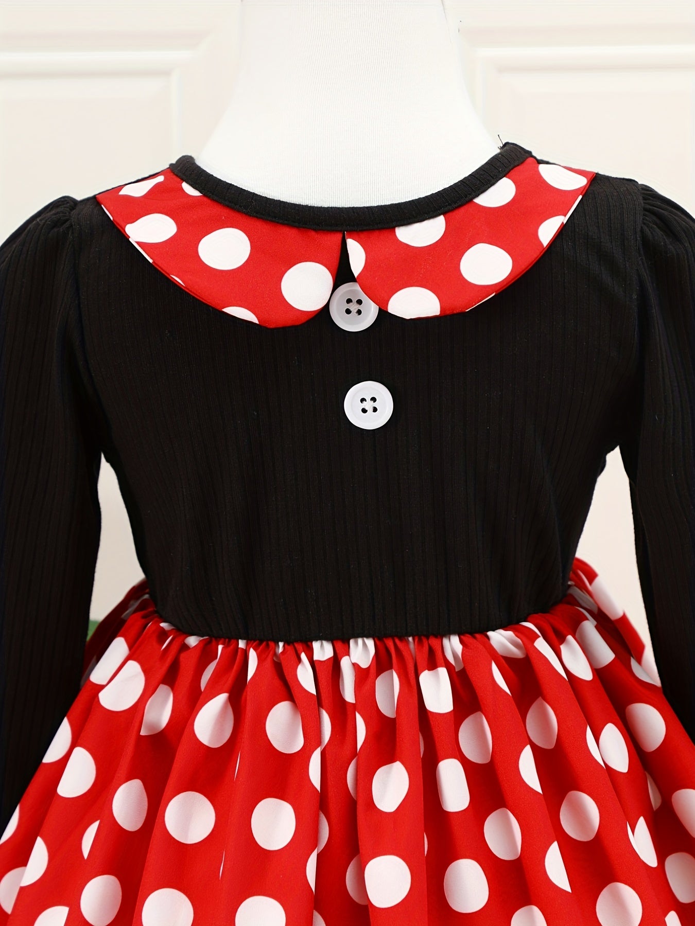 Baby Girls Polka Dot Big Bow Back Long Sleeve Dress