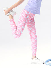 Girls Tie Dye Graphic Leggings Elastic High Waist Sports Pants