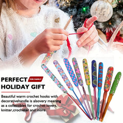 9pcs Aluminum Crochet Hooks Set Floral Crochet Kit for Beginners