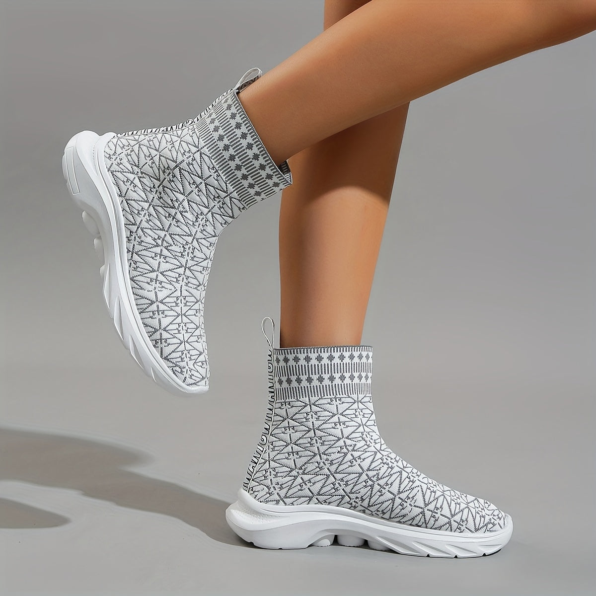 Women's High Top Sock Boots Slip On Ankle Boots