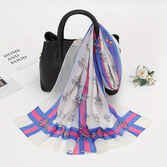 Rose Print Chiffon Scarf Classic Thin Large Shawl Women Windproof Head Wrap