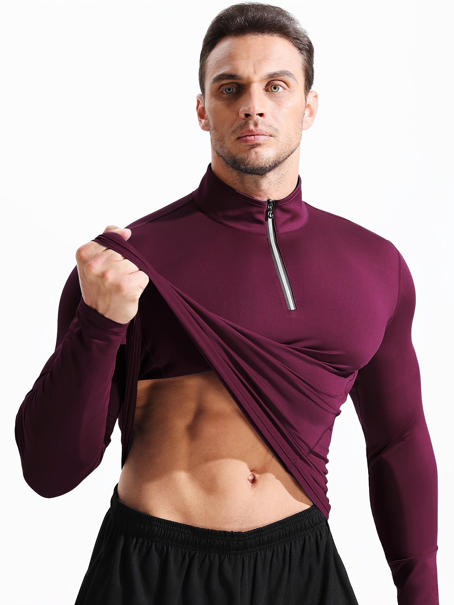 Men's Compression Shirt 1/4 Zip Pullover Long Sleeve Base Layer