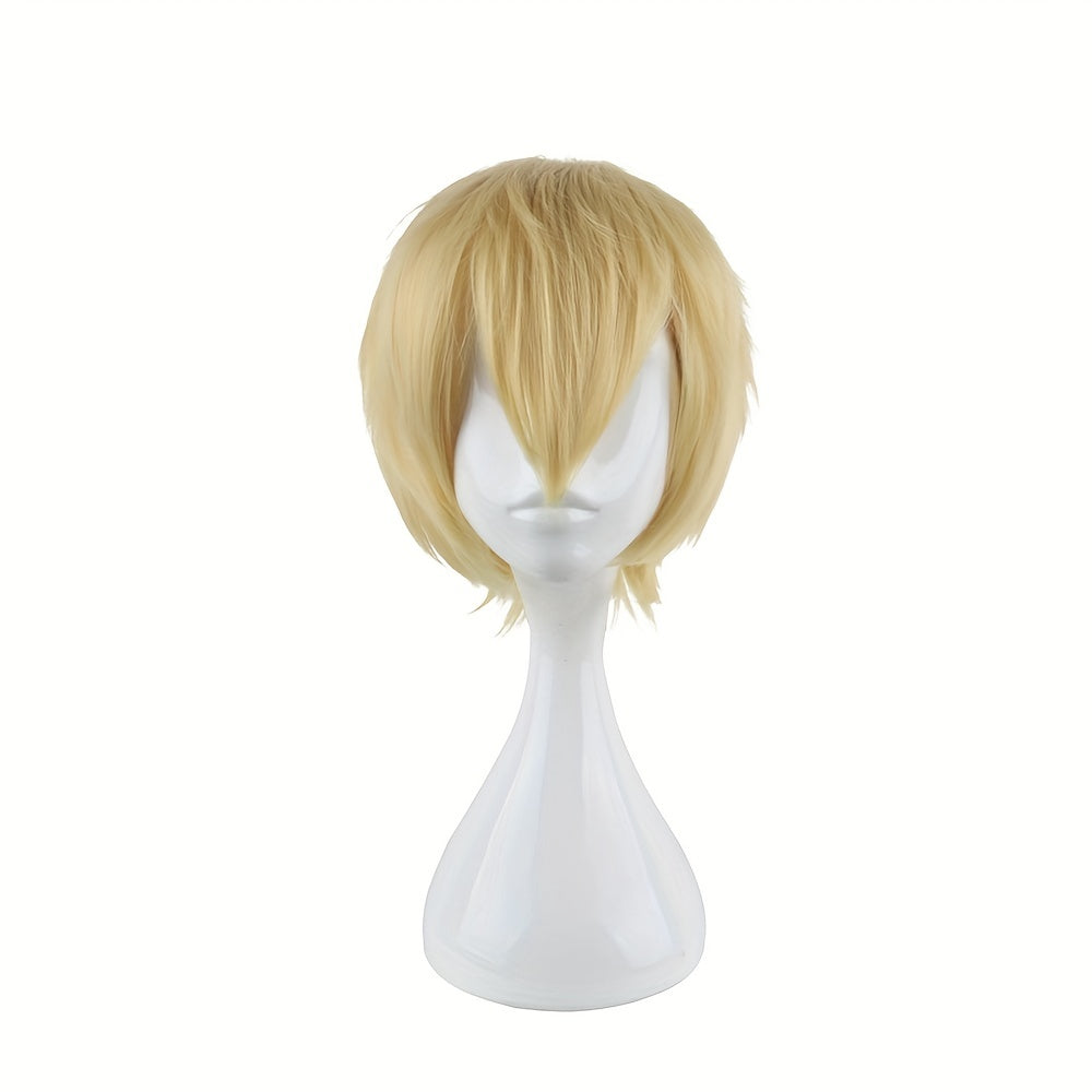 Men's 12 Inch Golden Anime Dress Up Wig Cosplay Wig
