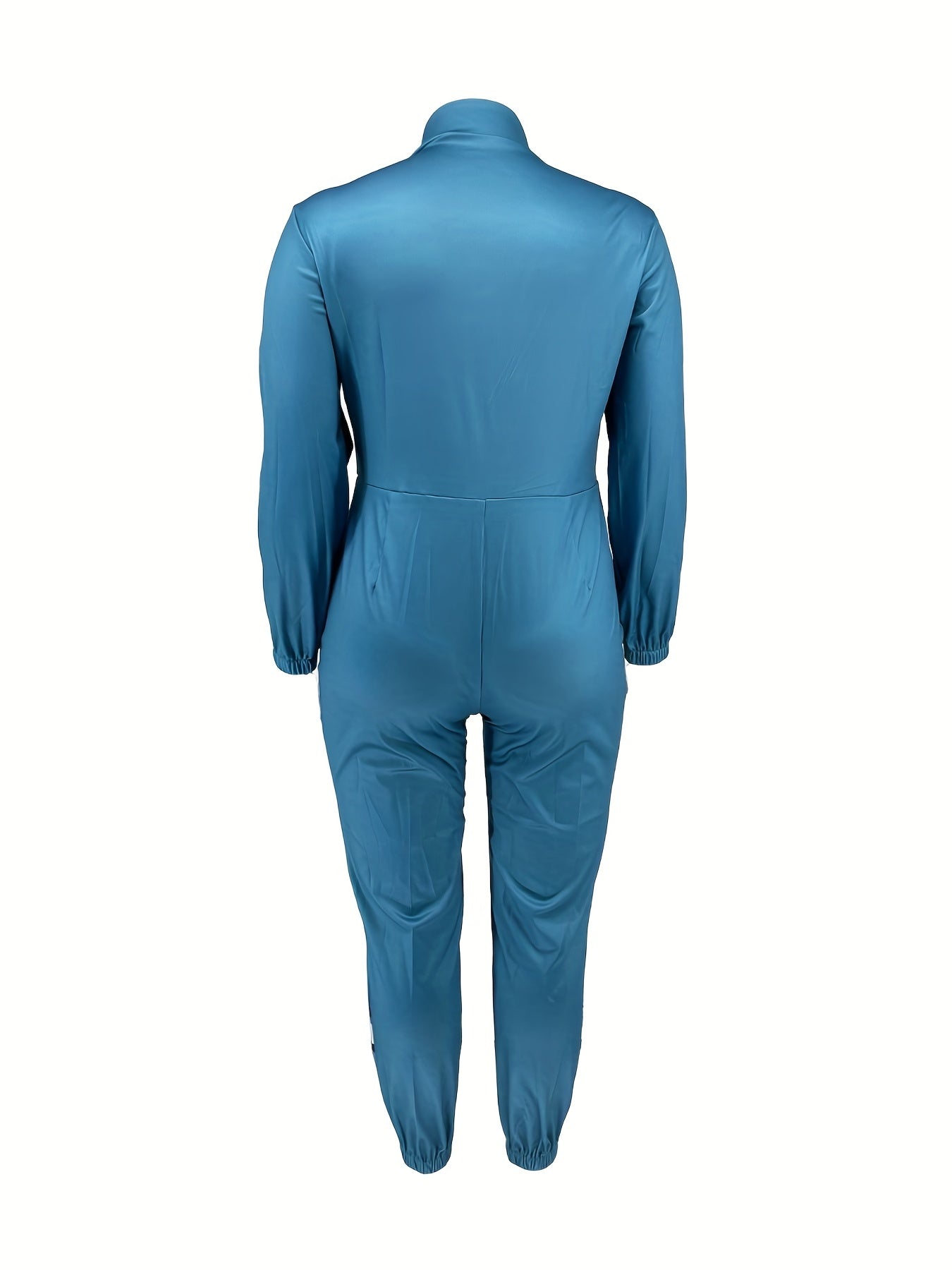 Colorblock Long Sleeve Mock Neck Jumpsuit