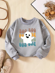 Girls Ghost Print Sweatshirt for Halloween Party