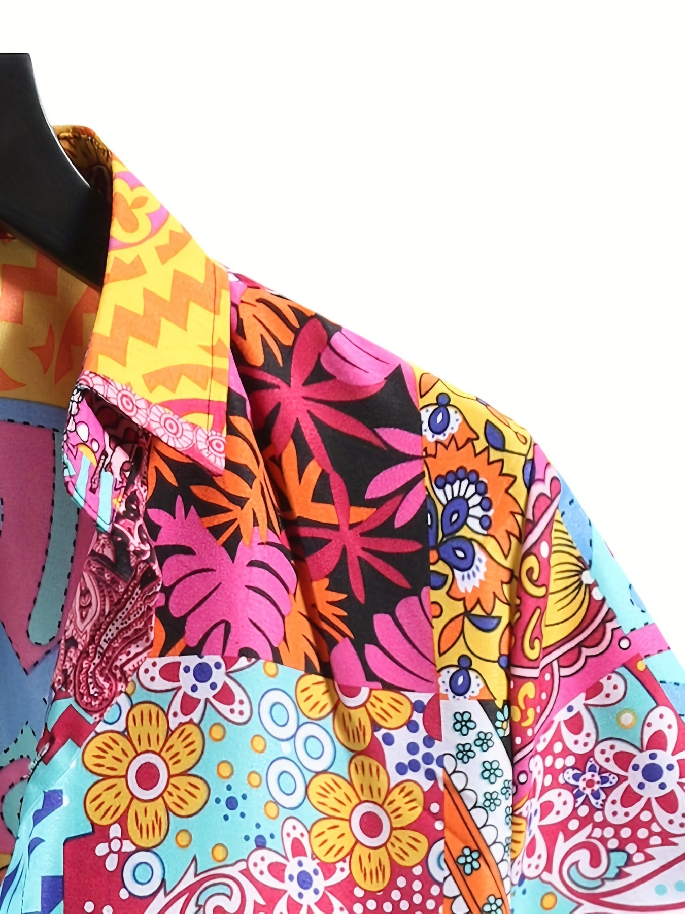 Men's Colorful Print Casual Short Sleeve Shirt for Summer Vacation