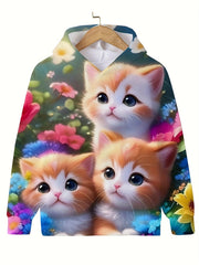 3 Kitties Graphic Sweatshirt for Kids
