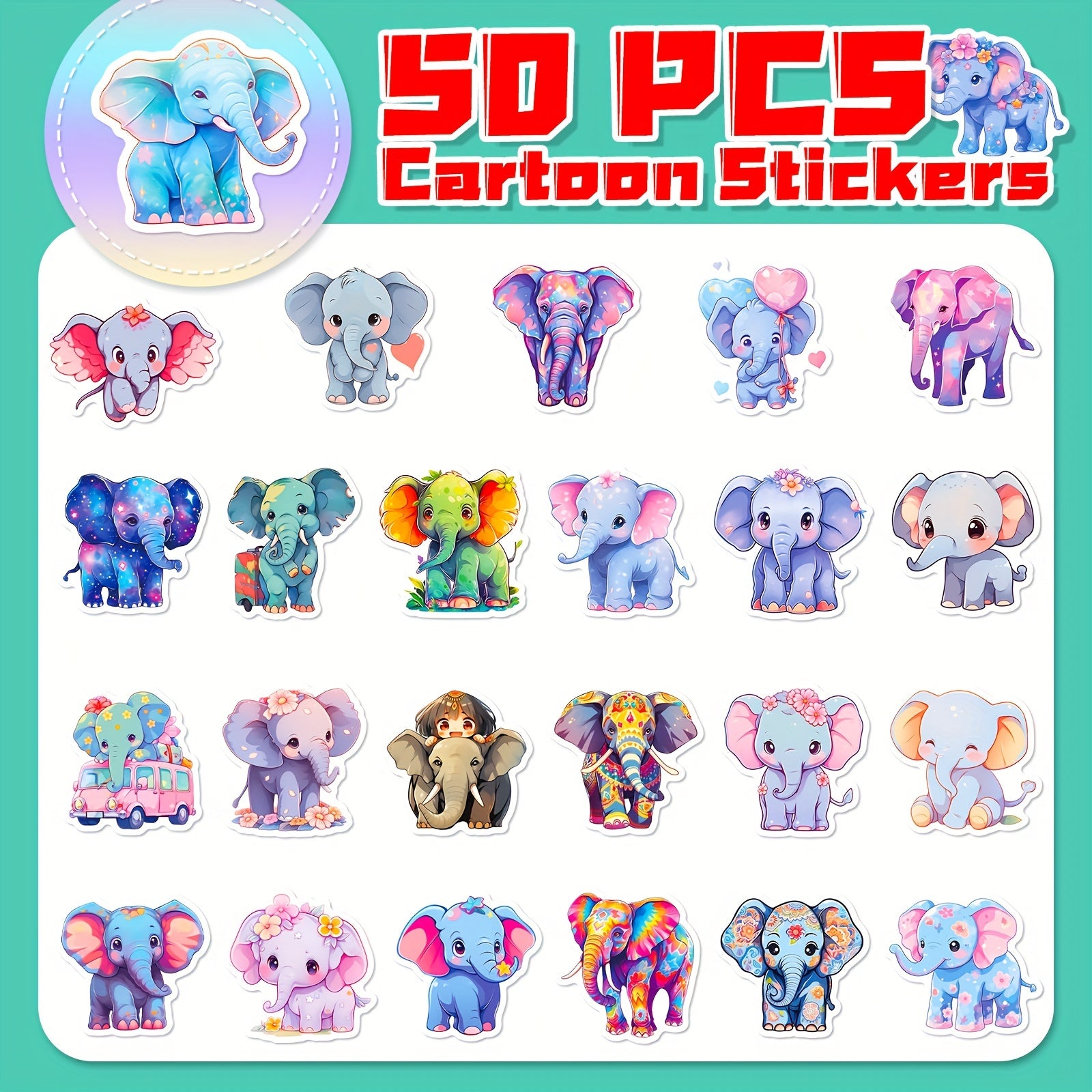 Elephant Family Stickers Kids Painted Animal Graffiti Stickers