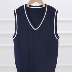 Boys Preppy Uniform V Neck Knit Vest Fitness Sweater Kids Clothes