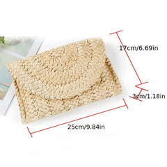 Straw Flap Clutch Bag Minimalist Style Vacation Phone Bag