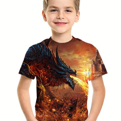 Boys' Evil Dragon Graphic T Shirt 3D Print Active Stretch Tee