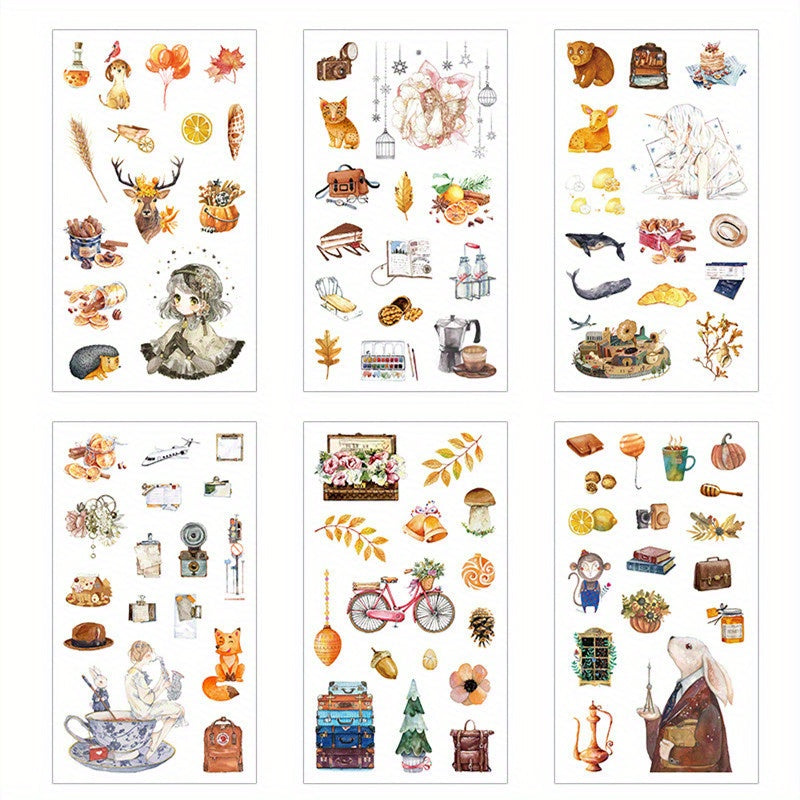 6pcs Creative Washi Paper Stickers Set for Artistic Creations