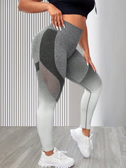Ombre Print Mesh Waistband Yoga Pants