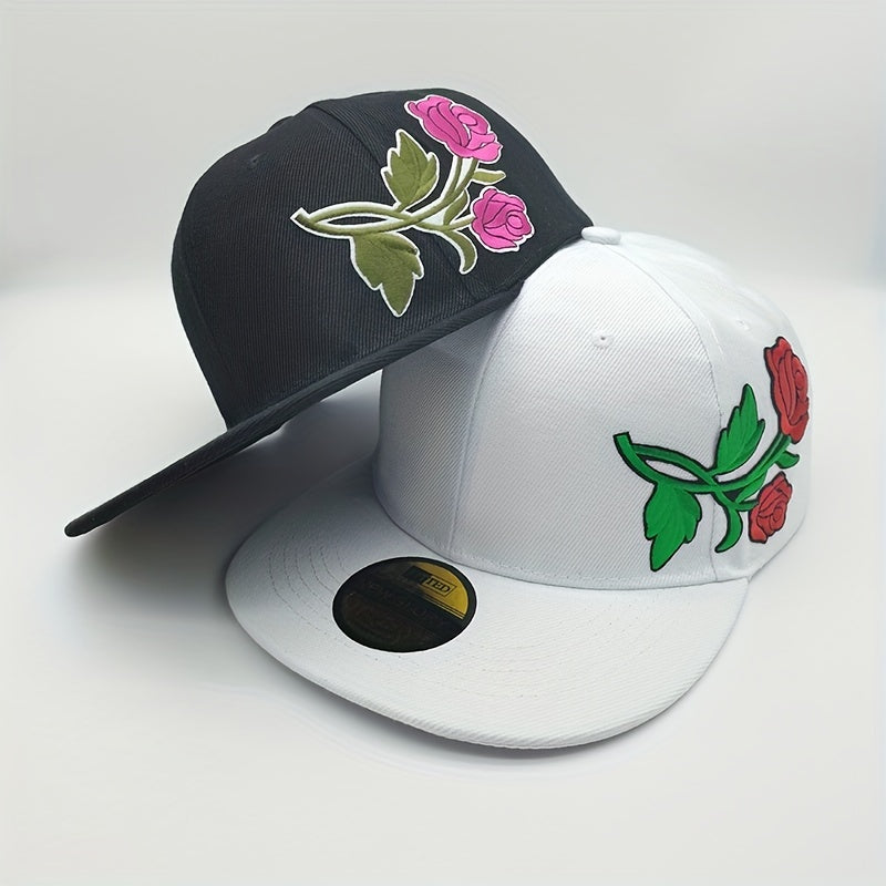 Rose Flower Embroidered Baseball Cap Men Women