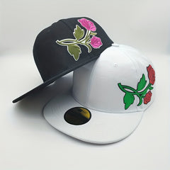 Rose Flower Embroidered Baseball Cap Men Women
