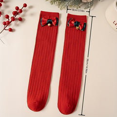 Winter Autumn Kids Knee High Christmas Socks Cotton Big Bow Soft Toddlers Prince