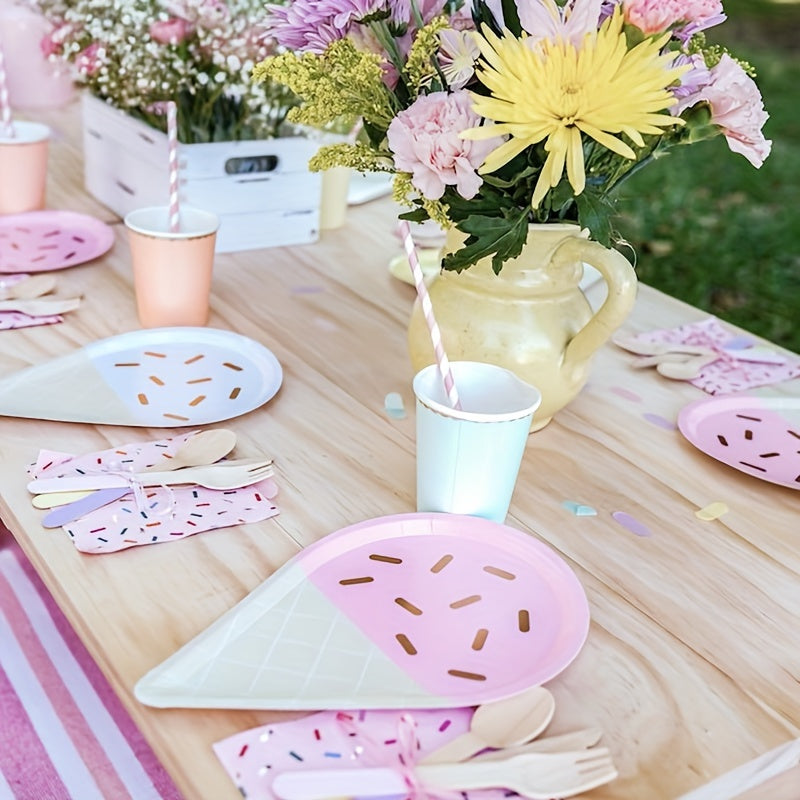 6pcs Ice Cream Shaped Paper Plates for Baby Showers/Weddings