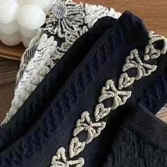 3 Pairs Floral Print Socks Comfy & Breathable Mid Tube Socks