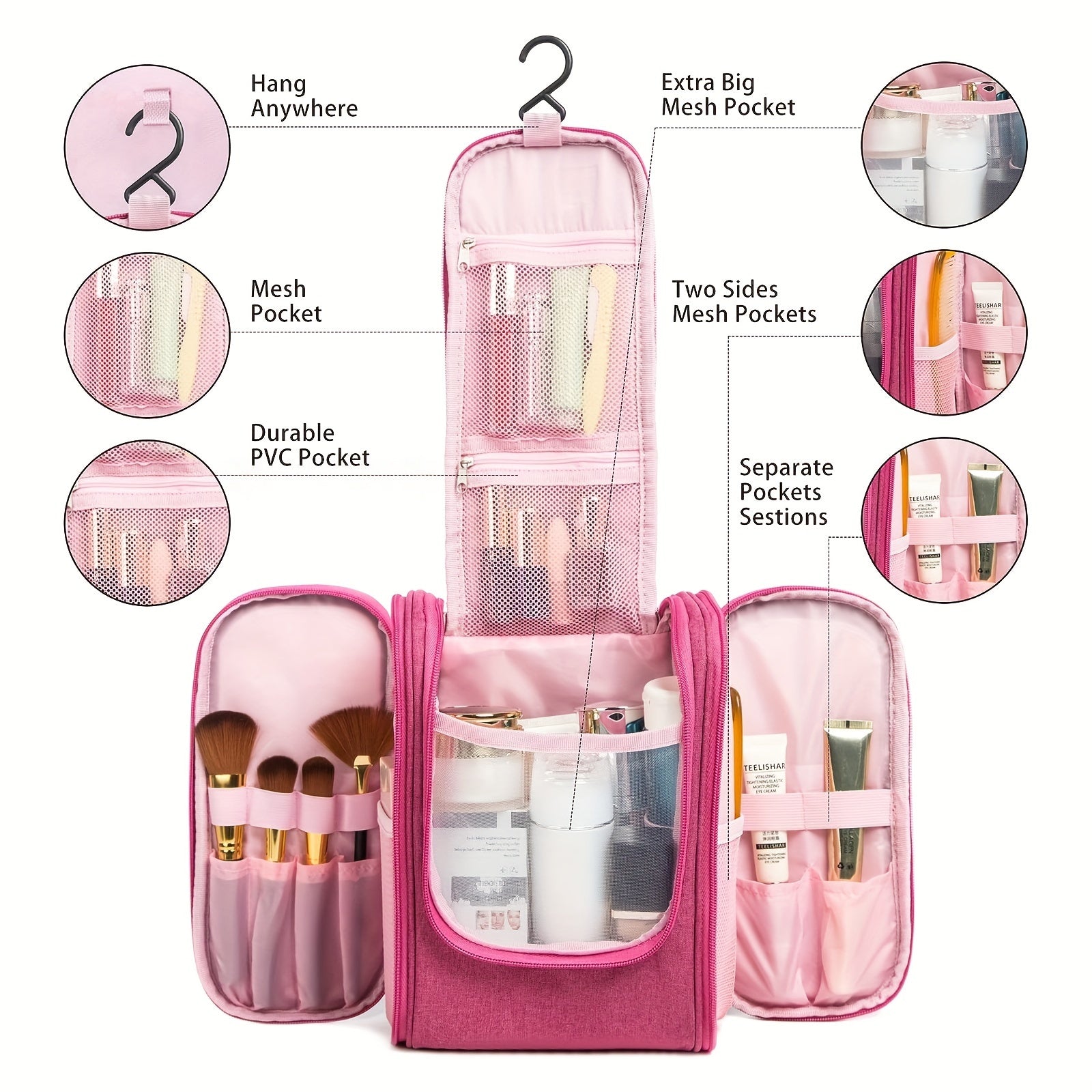 Large Capacity Hanging Travel Toiletry Bag Waterproof Organizer