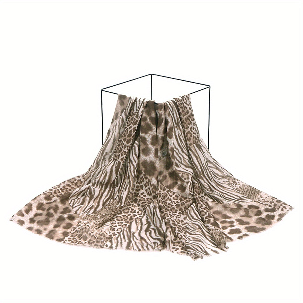 Leopard Print Voile Scarf Classic Shawl Casual Windproof Head Wrap Outdoor
