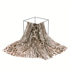 Leopard Print Voile Scarf Classic Shawl Casual Windproof Head Wrap Outdoor