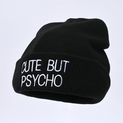 Hip Hop Knitted Hat Embroidered Warm Beanie for Men Women Outdoor Skiing