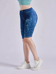 Denim & Floral Print Leggings for Women