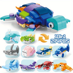10pcs Animal Toy Building Blocks DIY Model Toys 10 in 1 for Birthday