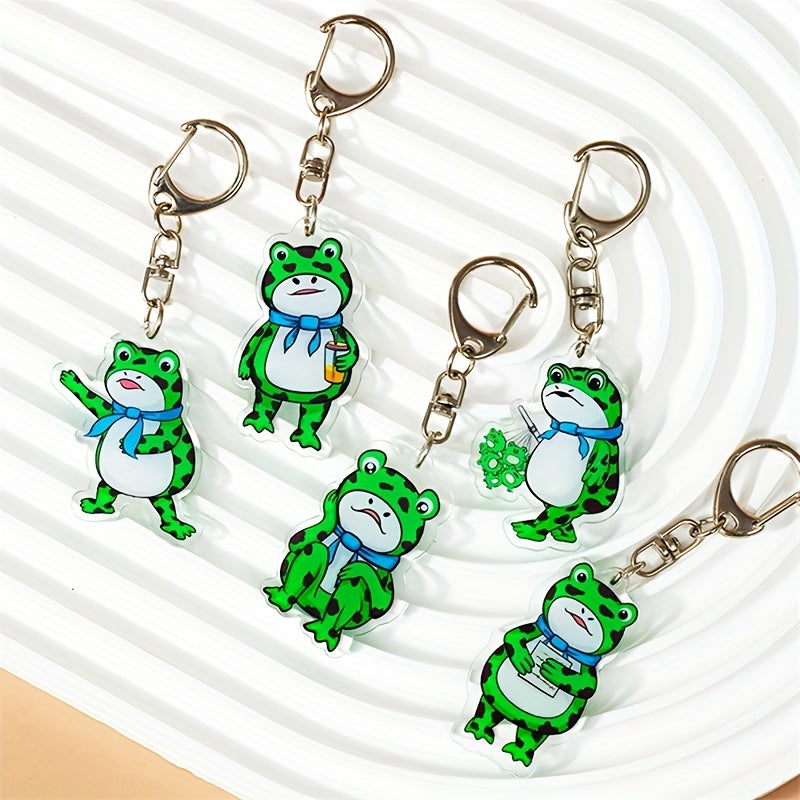 6pcs Big Eye Frog Keychain Bag Accessories Gift For Boys And Girls