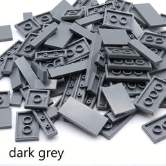 100pcs ABS Plastic Building Blocks Set Flat Tiles DIY Construction Toy Kit