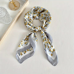Flower Paisley Print Bandana Square Scarf Satin Neckerchief