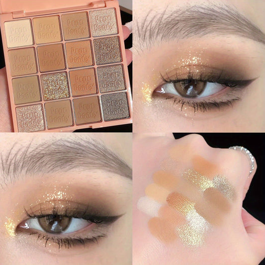 16 Shades Neutral Eyeshadow Palette Creamy and Blendable Brown Colors