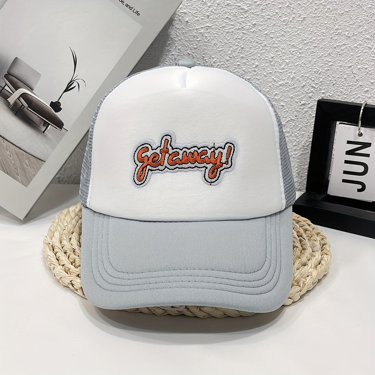 GET AWAY Embroidered Label Mesh Trucker Hat