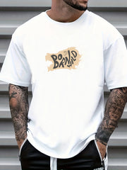 Retro Letter Print Men's Graphic Crew Neck T shirt