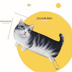 Simulation Cat Pencil Case Printed Cat Stationery Bag