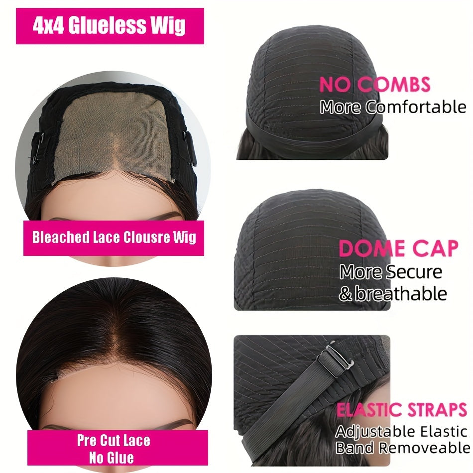 Brazilian Virgin Human Hair Bob Cut Straight Wig 4x4 Lace Closure Wig