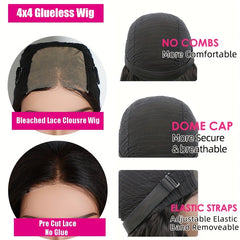 Brazilian Virgin Human Hair Bob Cut Straight Wig 4x4 Lace Closure Wig