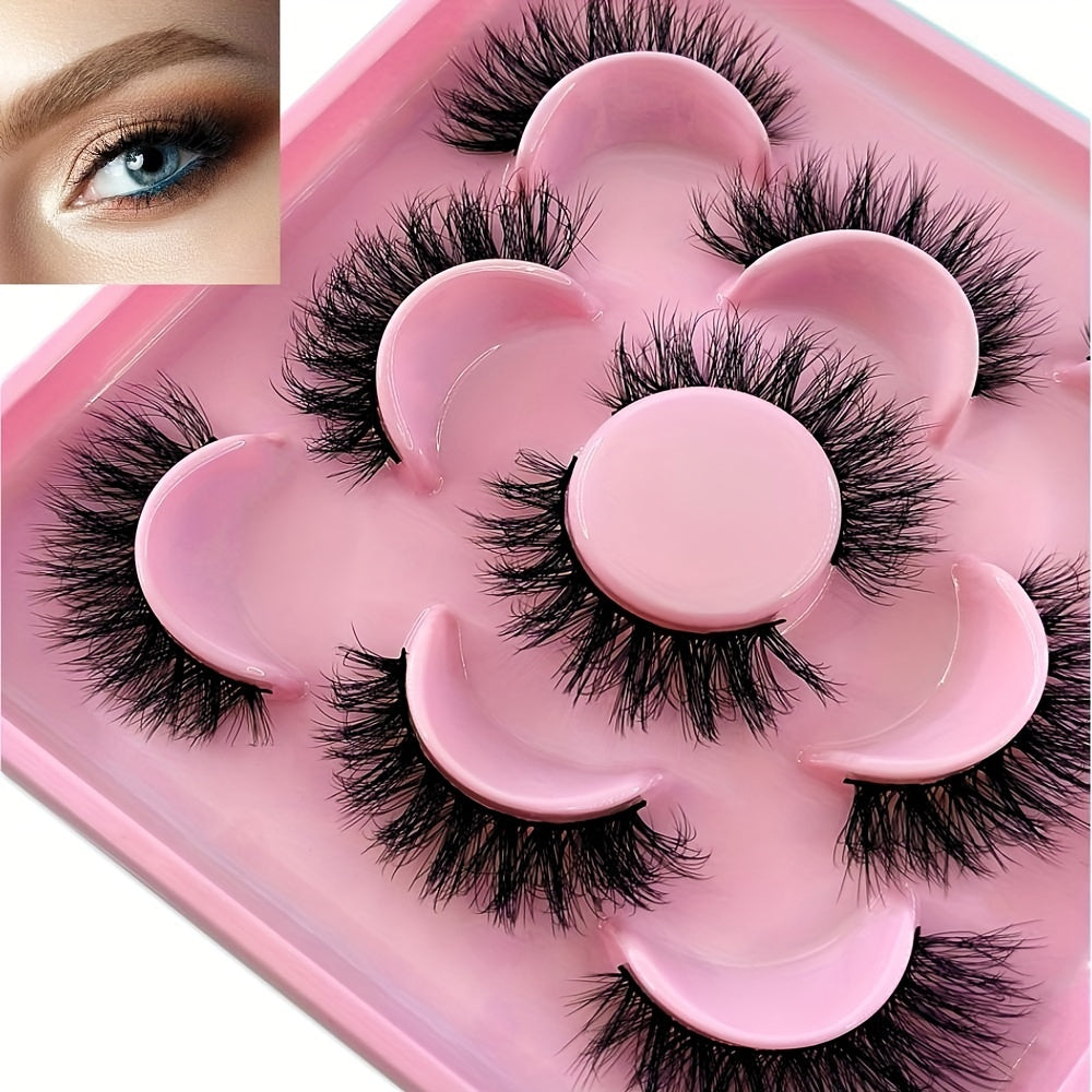 5 Pairs Natural False Eyelashes 3D Wispy 12 18mm Cat Eye Faux Mink Lashes