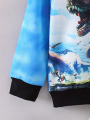 Dino 3D Print Boys Hooded Sweatshirt Spring Fall Long Sleeve Kids Clothing