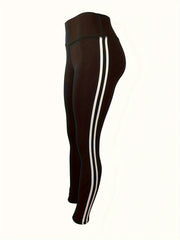 Stripe Stitching Sports Pants High Waist Tummy Control Yoga Leggings