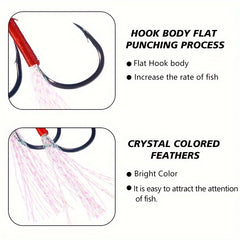5pcs Slow & Fast Jigging Lure Hooks Fishing Tackle