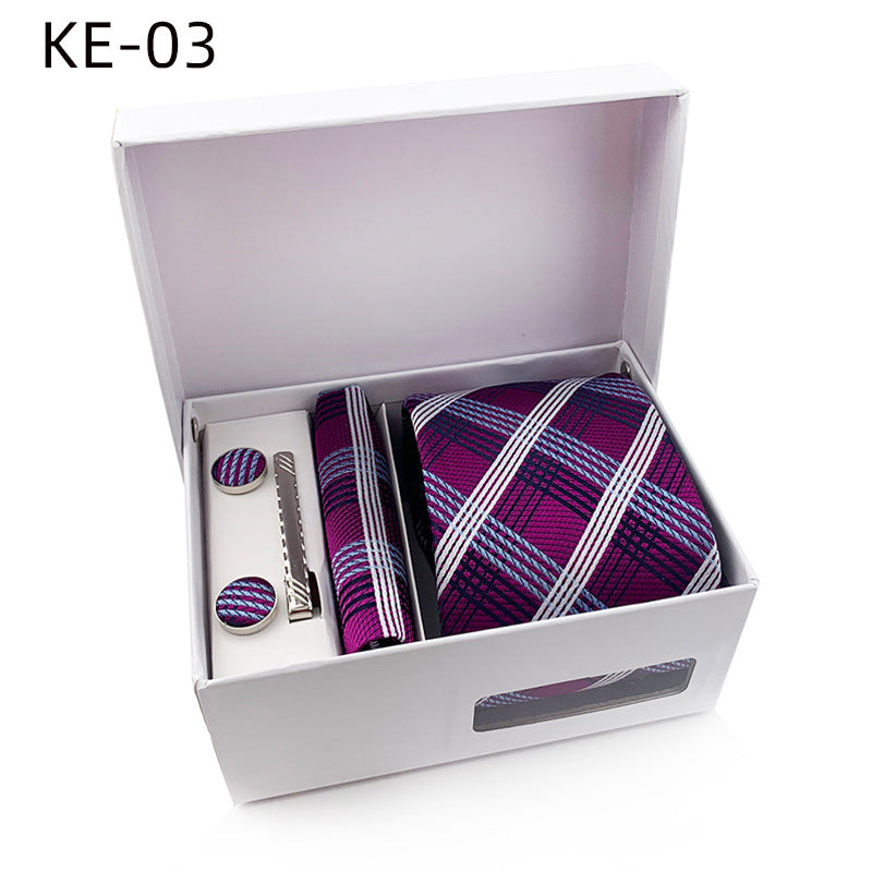 Men's Tie Pocket Square Cufflinks Set in 1200 Stitch Jacquard Fabric