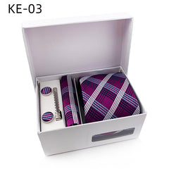 Men's Tie Pocket Square Cufflinks Set in 1200 Stitch Jacquard Fabric