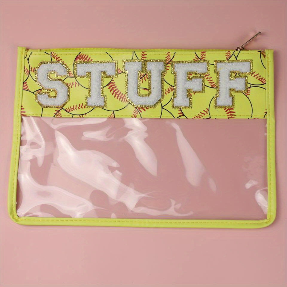 Clear Zipper Pouches Waterproof Toiletry Bag Baseball Softball Cosmetic Bag