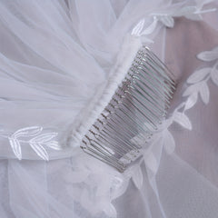 Short Layer Lace Wedding Veil Romantic for Bride