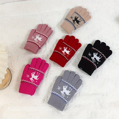 Print Winter Stretchy Knit Cuff Gloves For Kids