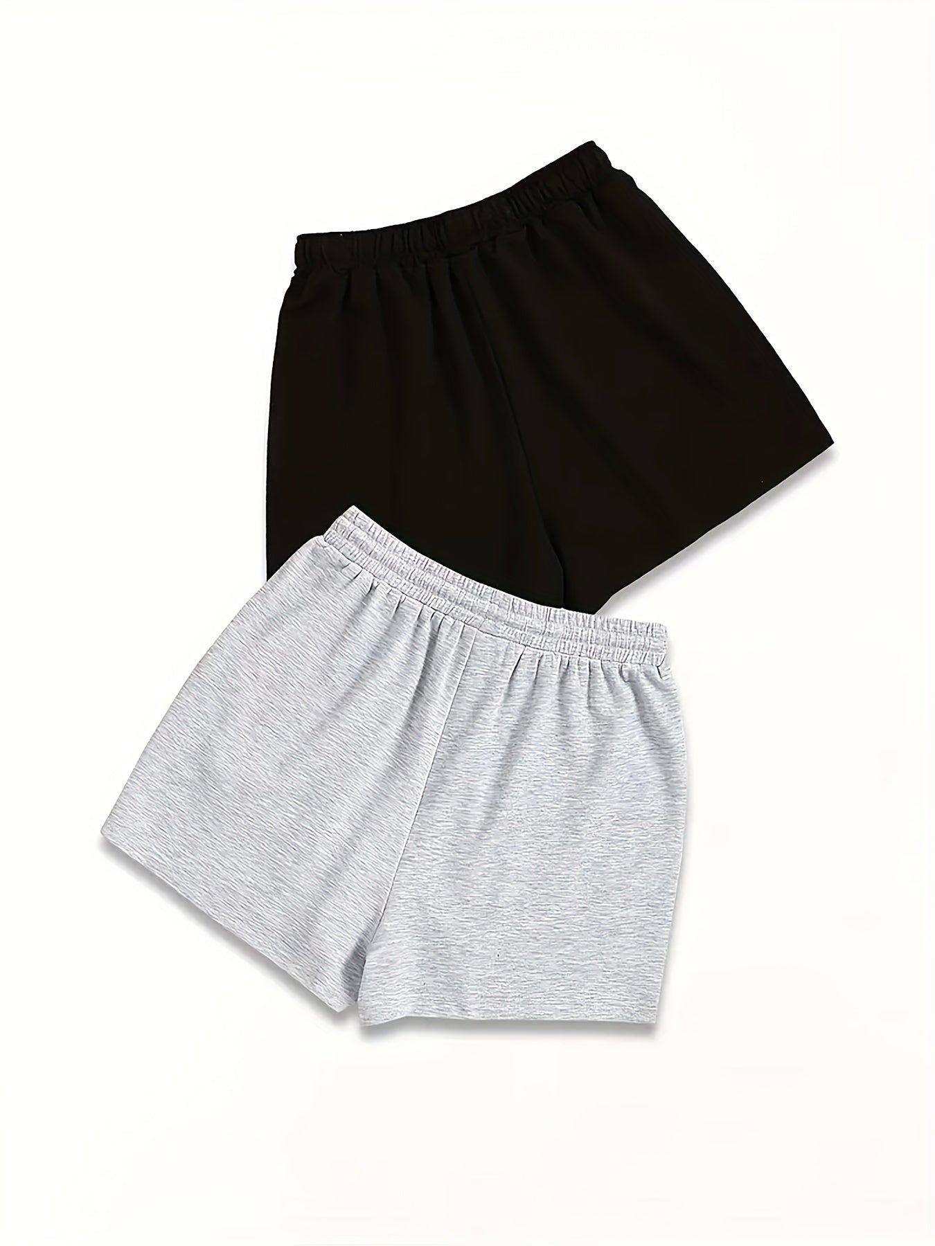 2 Pack Plus Size Slogan Print Shorts Set Women's Casual Elastic Drawstring