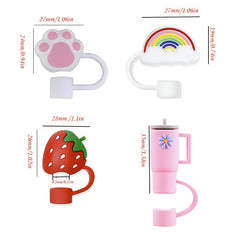 4pcs Reusable Silicone Straw Lids Leakproof Plug for 10mm Straw Cup